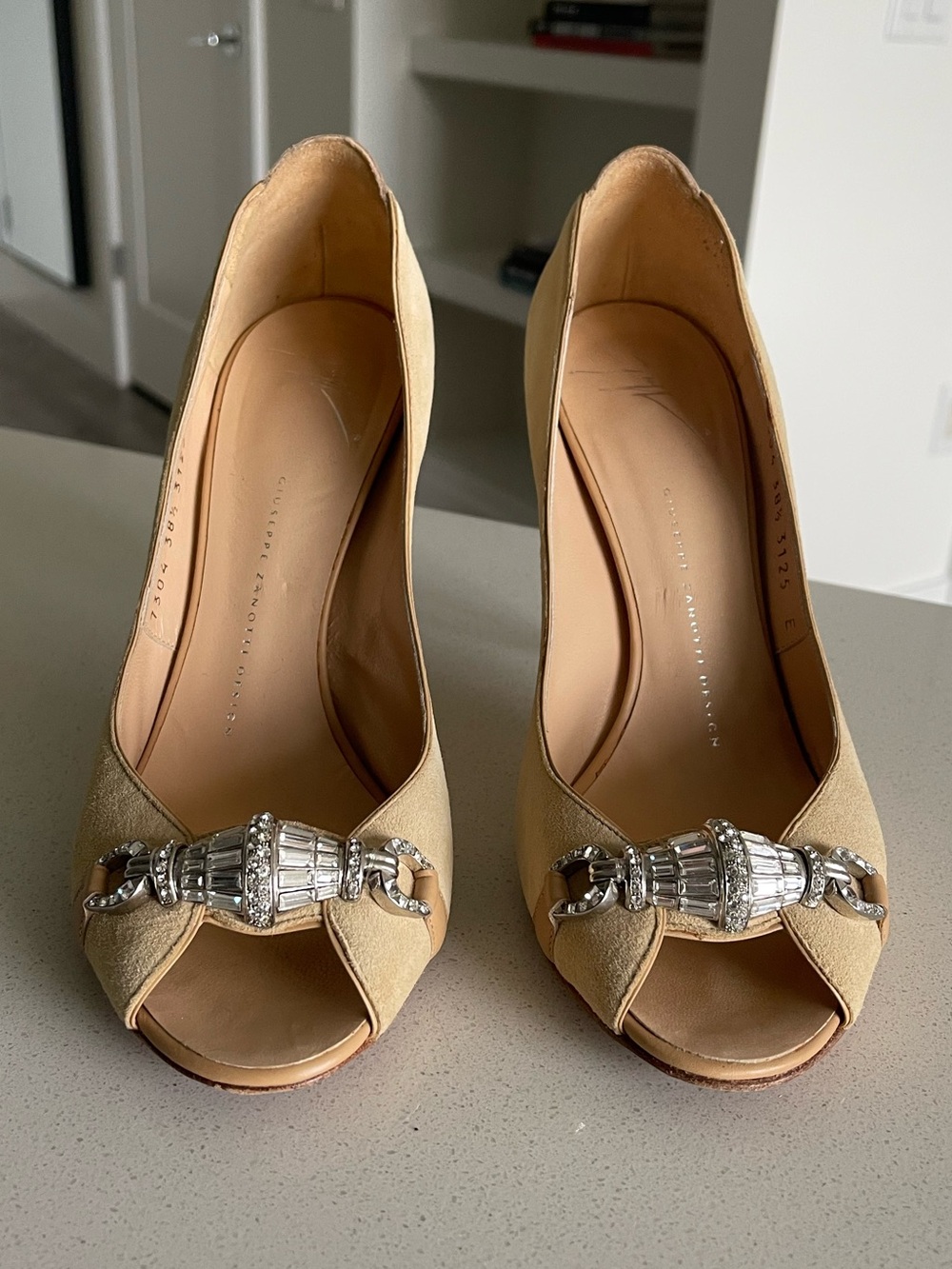 Giuseppe Zanotti Suede Peep-Toe Stiletto Heels – Made in Italy IT 38.5 Fits US 8
